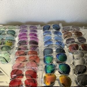Assorted Color Aviator Sunglasses - Multiple Lens Options